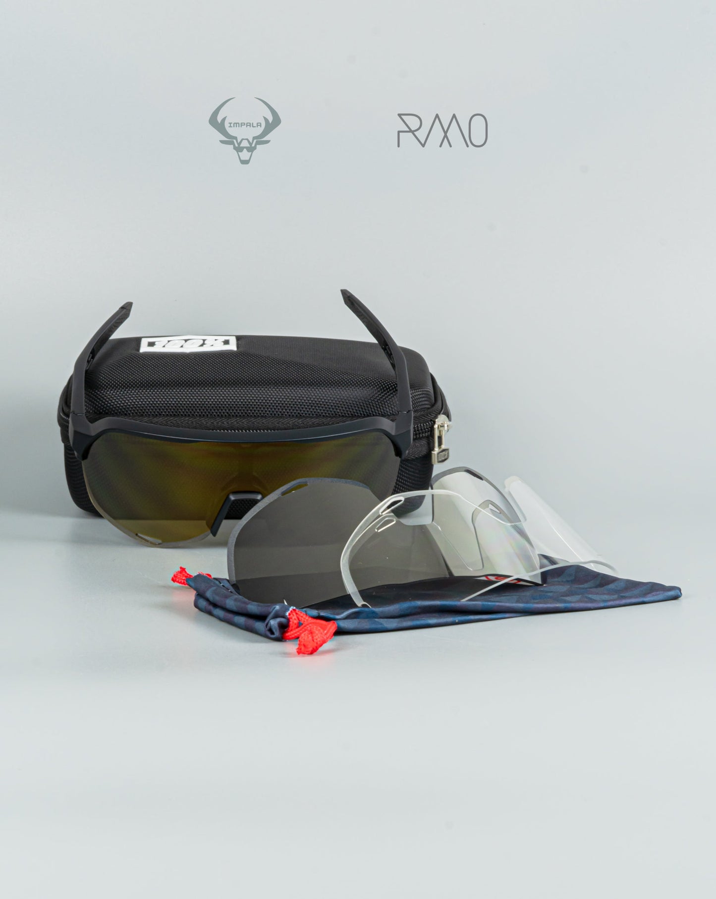 Gafas 100 P S2  negro dorado 3 lentes Uv400